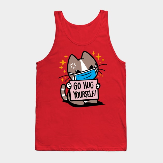 Funny Cute Kawaii Antisocial Cat Meme Tank Top by BoggsNicolas